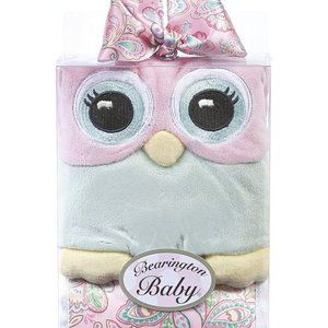 Bearington Baby Lil' Hoots Pink Owl Bib Burp Cloth